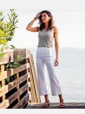Guideboat Co. Sailor 100% Linen White Cropped Pants sz 25